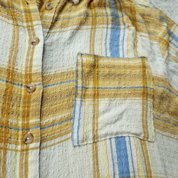 Anthropologie Pilcro Hadley Plaid Relaxed Button Down Flannel Shirt sz Lp - Picture 7 of 8